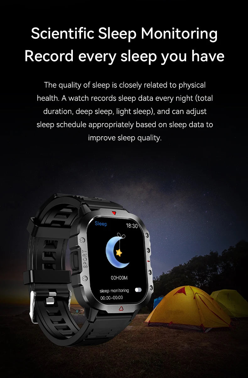 LAXASFIT Orologio Militare Da Uomo Smartwatch Con Schermo Touch HD Da 2.01 Pollici Chiamata Vocale Bluetooth