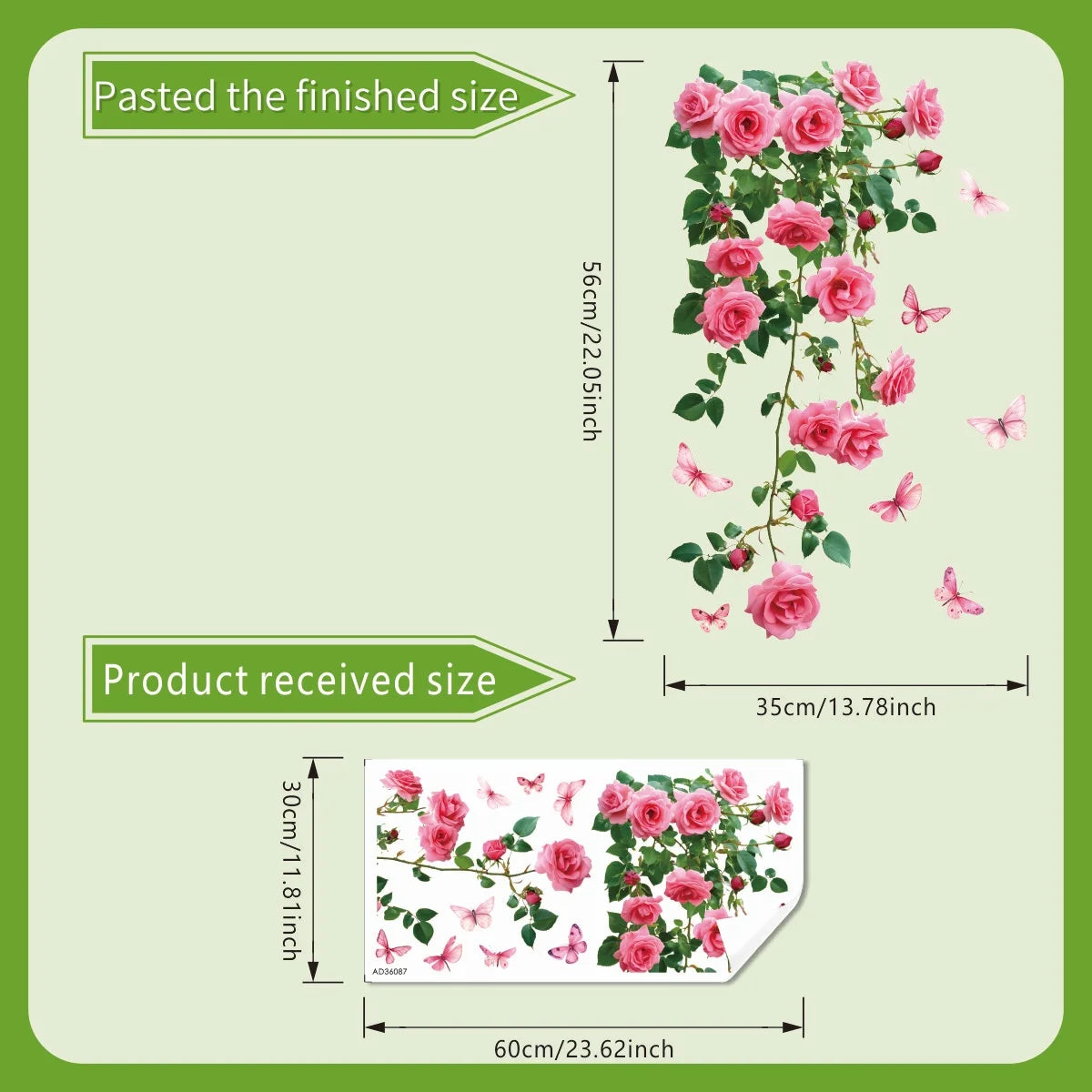 Decalcomania Per Finestra Fiore Vite Rosa E Farfalla Adesivo In PVC Per Parete Bagno Soggiorno Letto Porta In Vetro