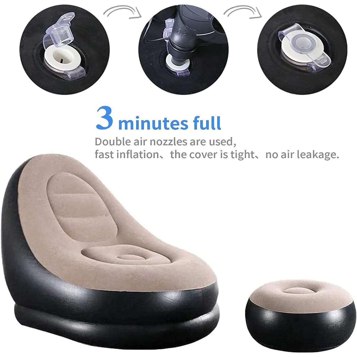 Divano Gonfiabile Pieghevole Reclinabile Letto Da Esterno Con Poggiapiedi Portatile Set Poltrone Per Pranzo