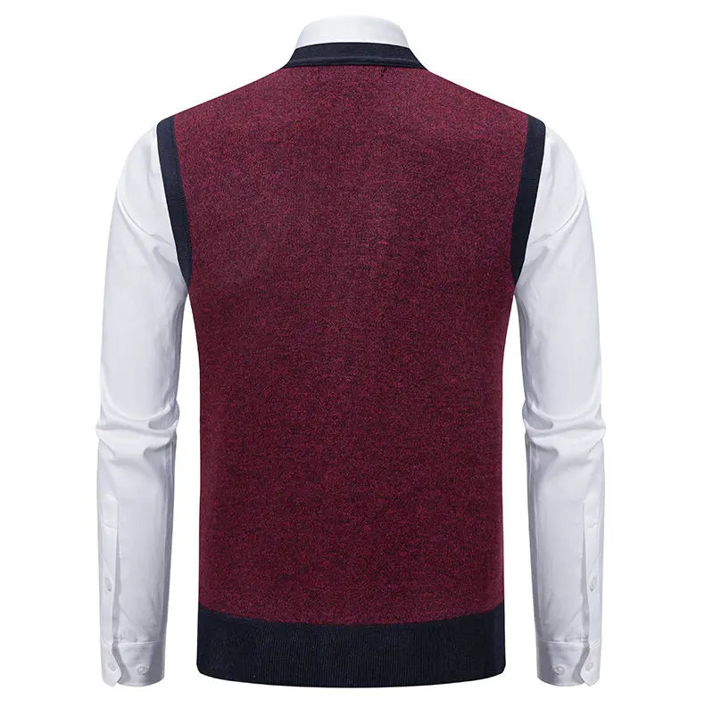 Gilet Da Uomo Con Scollo A V Senza Maniche In Maglia Lavorata Con Bottoni E Fodera In Pile Per Autunno Inverno