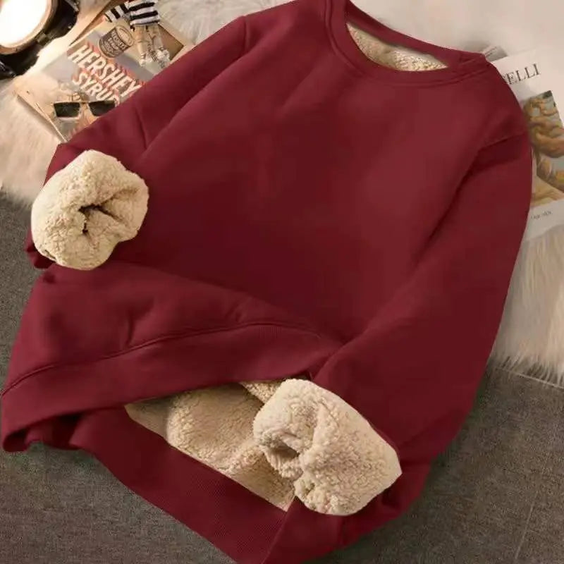 Felpa Da Donna Invernale Allentata Con Cappuccio Stampa Lettere In Peluche Spessa Caldo Foderata In Pile