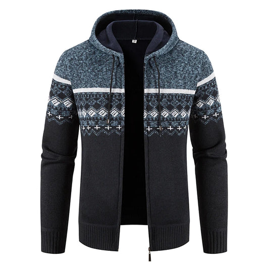 Maglione Invernale Da Uomo In Pile Con Cappuccio Cardigan Caldo Con Cerniera Lavorato A Maglia