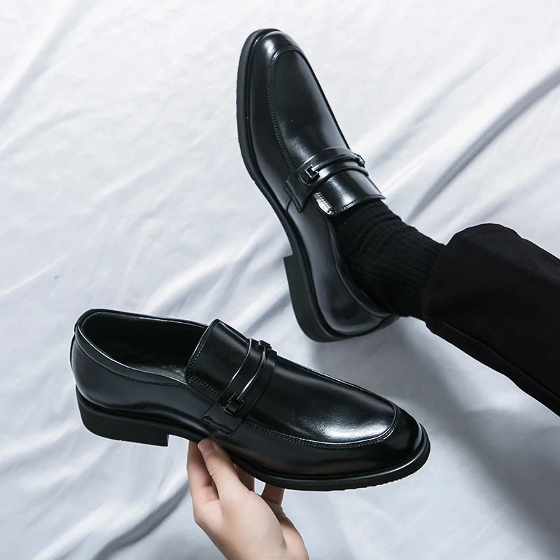 Scarpe Formali In Pelle Da Uomo Mocassini Slip On Classico Punta Tonda Traspirante Antiscivolo Per Ufficio Matrimonio