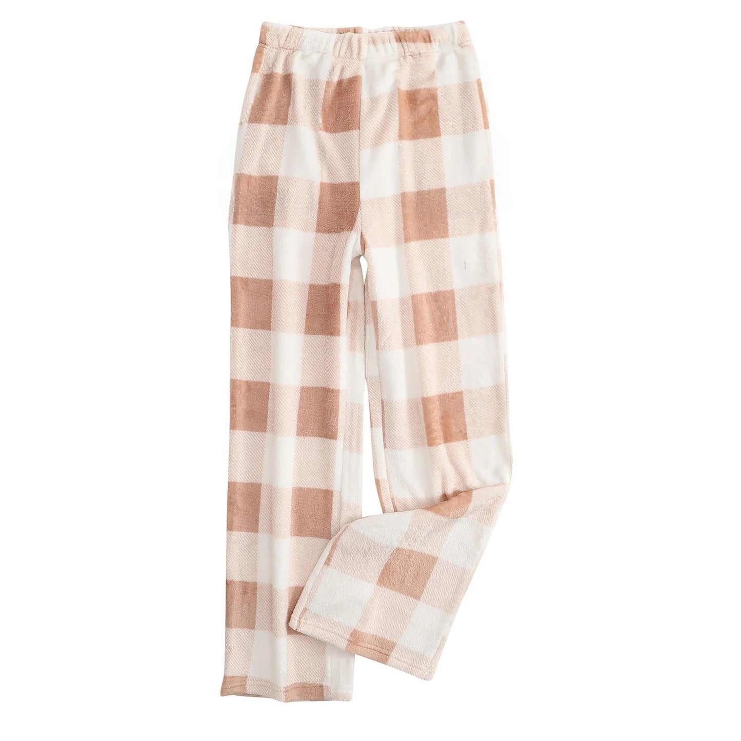 Pantaloni Del Pigiama Da Donna Con Vita Elastica E Scozzesi In Pile Morbidi Con Tasche Peluche