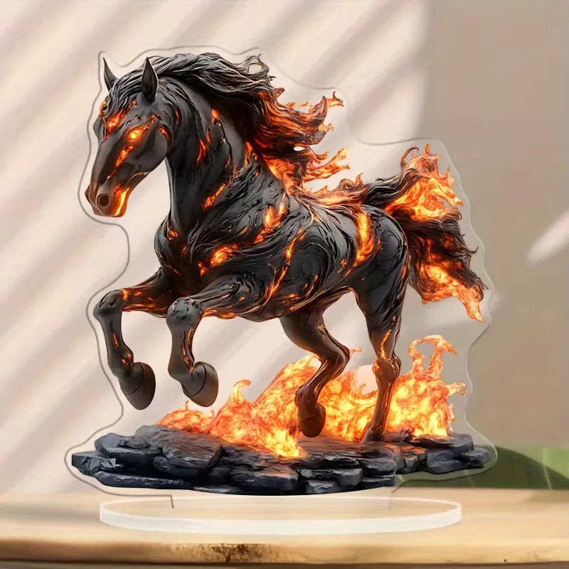 Statua In Acrilico Con Motivo Cavallo Bohemien Decorazione Tavolo Simbolo Ricchezza Prosperità Regalo Piatto 2D