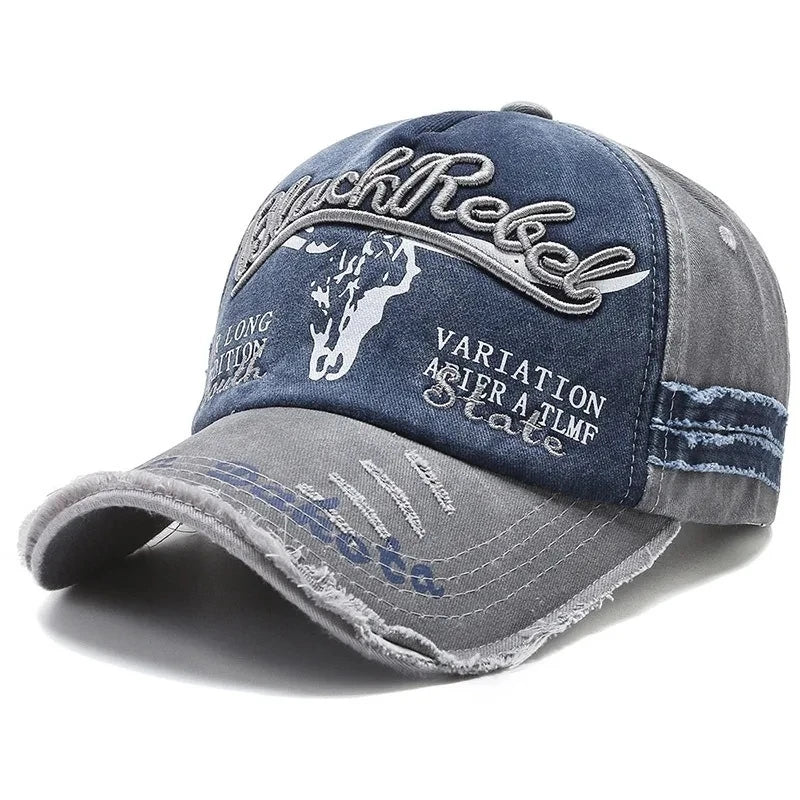Berretto Baseball Unisex Cotone Lavato Ricamo Testa di Mucca e Lettera Vintage Protezione Solare Uomo Donna