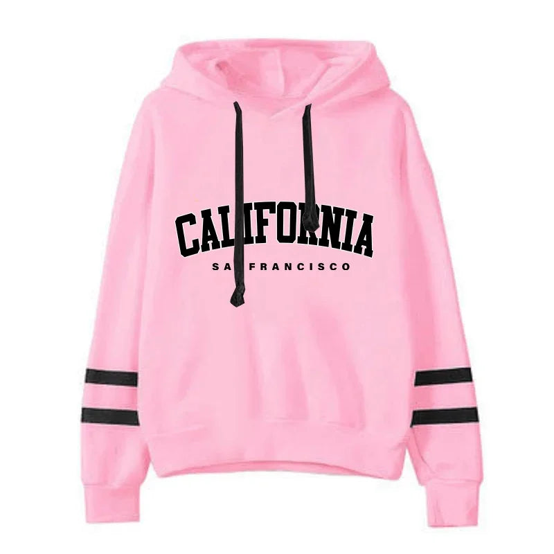 Tuta Da Donna California Stripe Felpa Con Cappuccio Casual Versatile Abito Pantaloni Abiti Da Strada S3XL