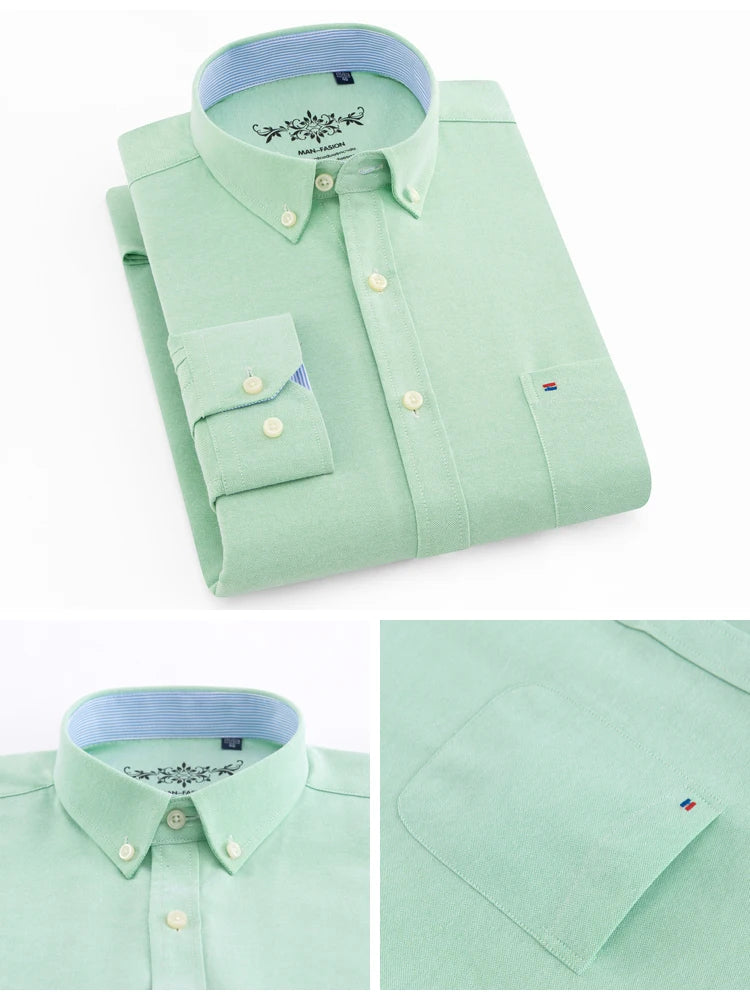 Camicia Uomo Solida Elegante Misto Cotone Traspirante Maniche Lunghe Formale Con Bottoni Vestibilità Regolare Risvolto