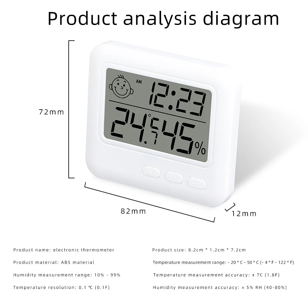 Stazione Meteorologica Multifunzionale Orologio Termometro Igrometro Calendario Display LCD Digitale Temperatura Umidità