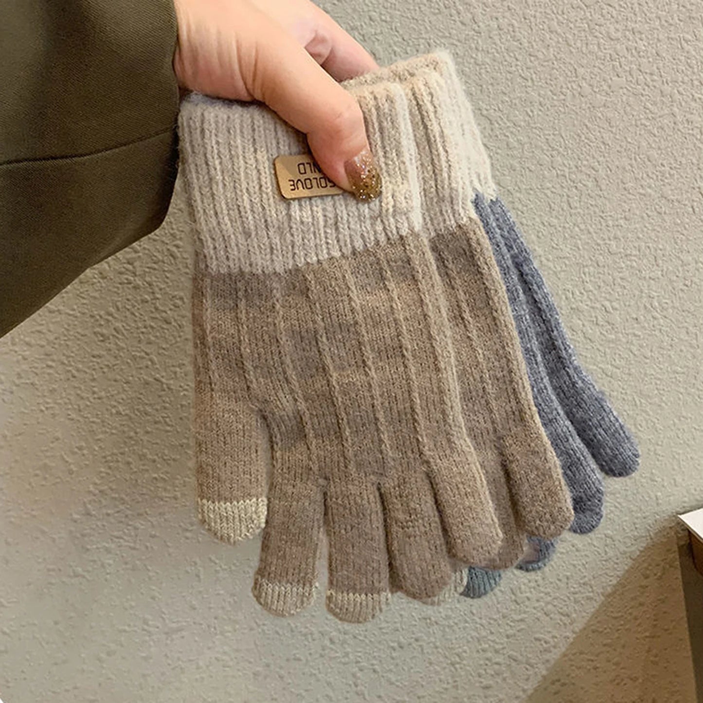 Guanti in Maglia a Trecce Donna Foderati in Pile Caldo con Touchscreen Regalo Invernale per Donna e Ragazza