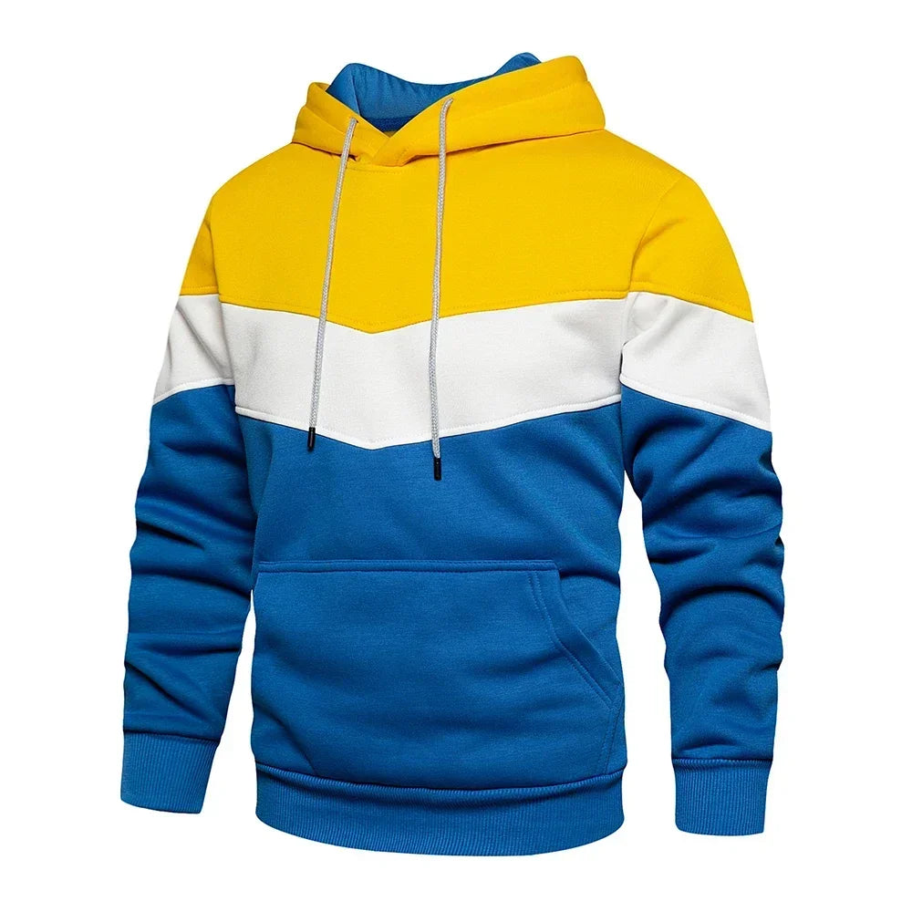 Felpa Patchwork Con Cappuccio Uomo Abbigliamento Casual Ampio Pile Caldo Streetwear Autunno Inverno Sportivo