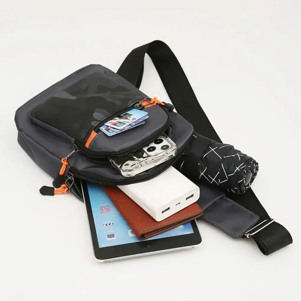 Borsa Da Petto Da Uomo In Tessuto Oxford Nero Grigio Blu Marsupio Grande Capacità Con Tracolla Unisex Sportiva Esterno