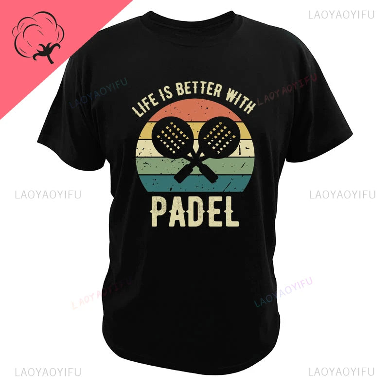 Maglietta Uomo Divertente Perdere A Padel Con Grafica Skull Anime In Cotone Traspirante Premium Estate