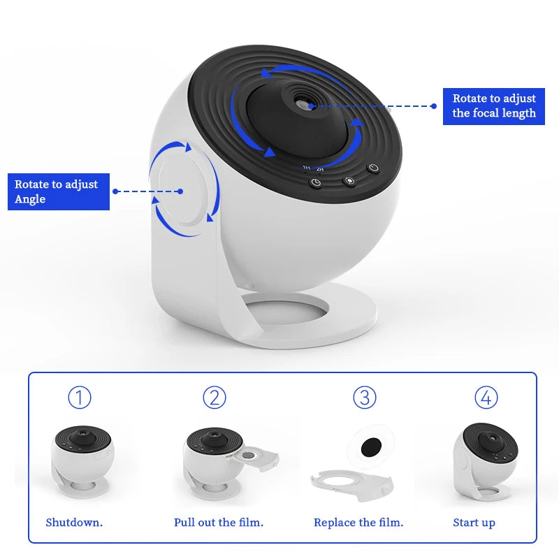 Proiettore Galaxy Con Luce Notturna E Cielo Stellato 360 Gradi Per Camera Da Letto Dei Bambini Regalo San Valentino