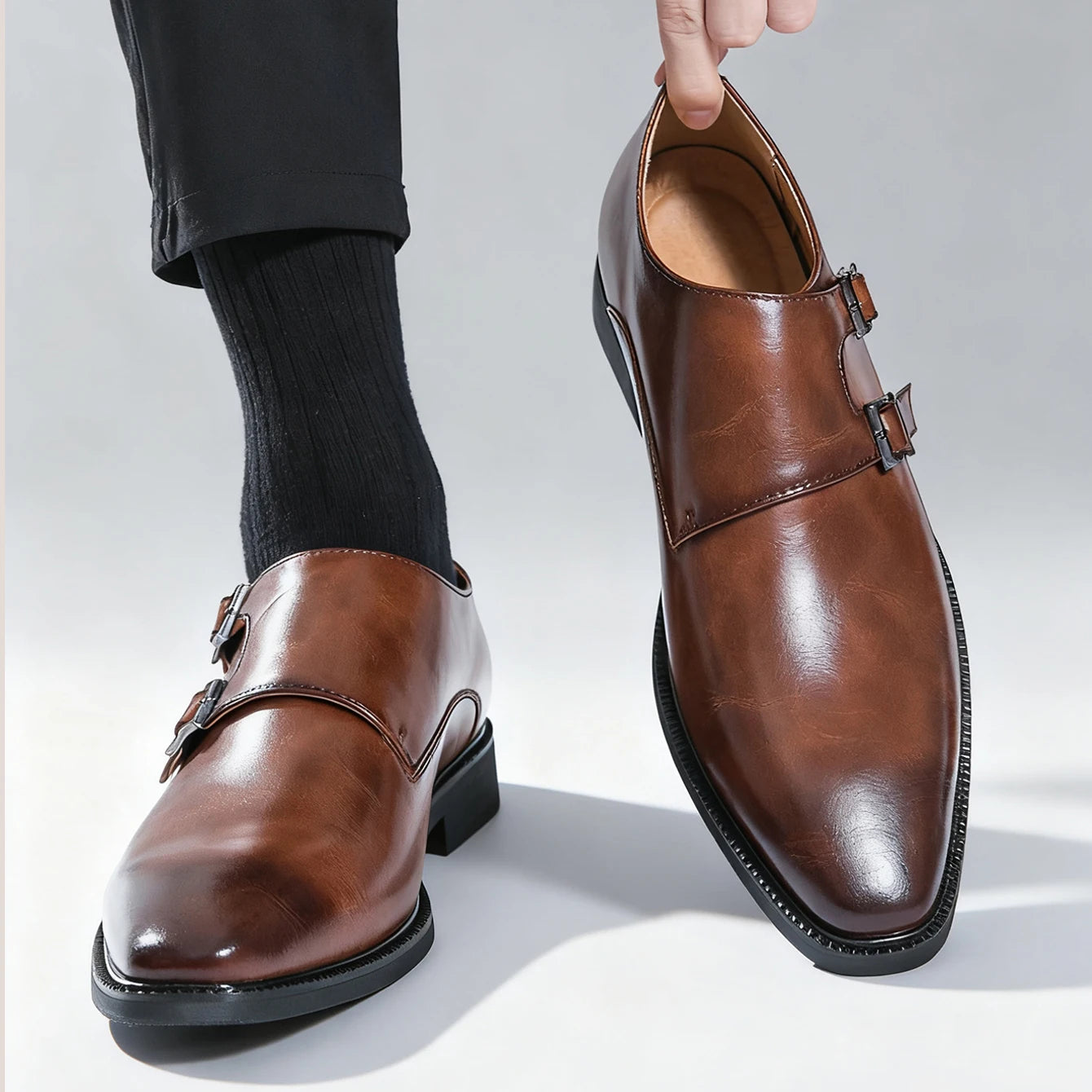 Scarpe Classiche Da Uomo In Pelle Monaco Con Abito Retrò Con Fibbia A Punta Oxford Da Uomo Comode