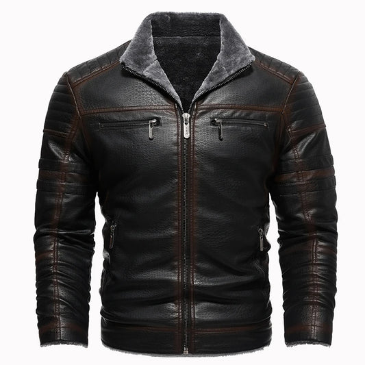 Cappotto Invernale Da Uomo In Pelle PU Addensata Peluche Caldo Retro Stile Urbano