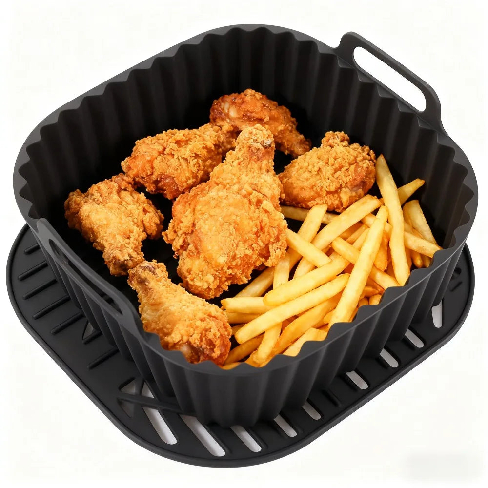Fodere in Silicone Riutilizzabili per Friggitrice ad Aria Tappetino Quadrato Antiaderente per Cestello 4-7 Qt Accessori