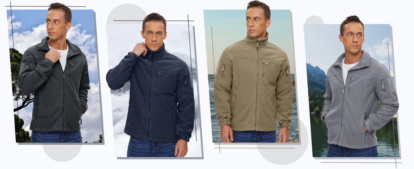Tacvasen Giacca In Pile Full Zip Verde Da Uomo Con Tasche Con Cerniera Termica Per Lavoro E Escursionismo Outwear
