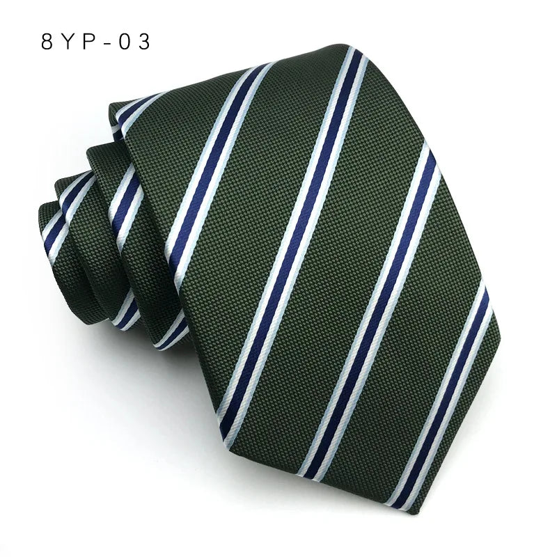 Cravatta Da Uomo 8 Cm In Poliestere Jacquard A Righe Classica Per Matrimonio E Affari Ascot YISHLINE