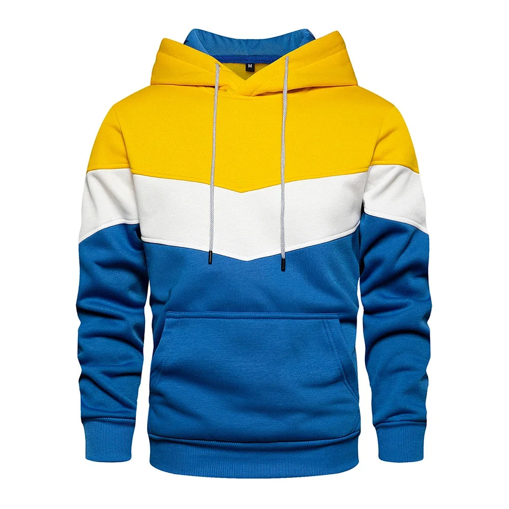 Felpa Patchwork Con Cappuccio Uomo Abbigliamento Casual Ampio Pile Caldo Streetwear Autunno Inverno Sportivo