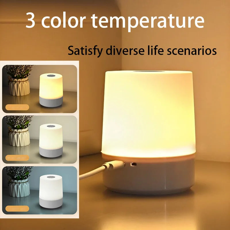 Lampada Da Notte Touch LED USB Ricaricabile Tre Colori Con Controllo Remoto Portatile Da Comodino Da Tavolo