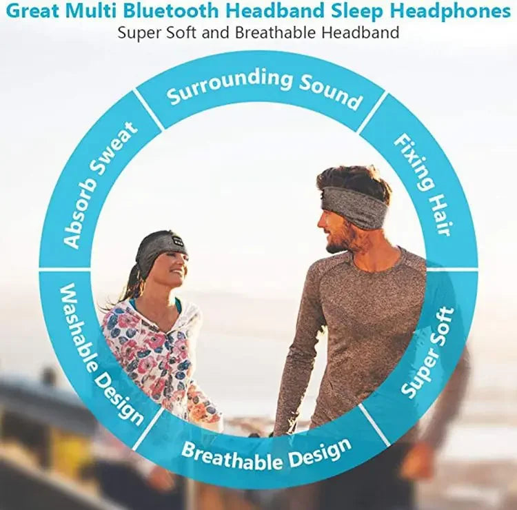 Maschera Per Il Sonno Con Cuffie Bluetooth Wireless Fascia Per Capelli Morbida Elastica Comoda Per Dormire Sul Fianco
