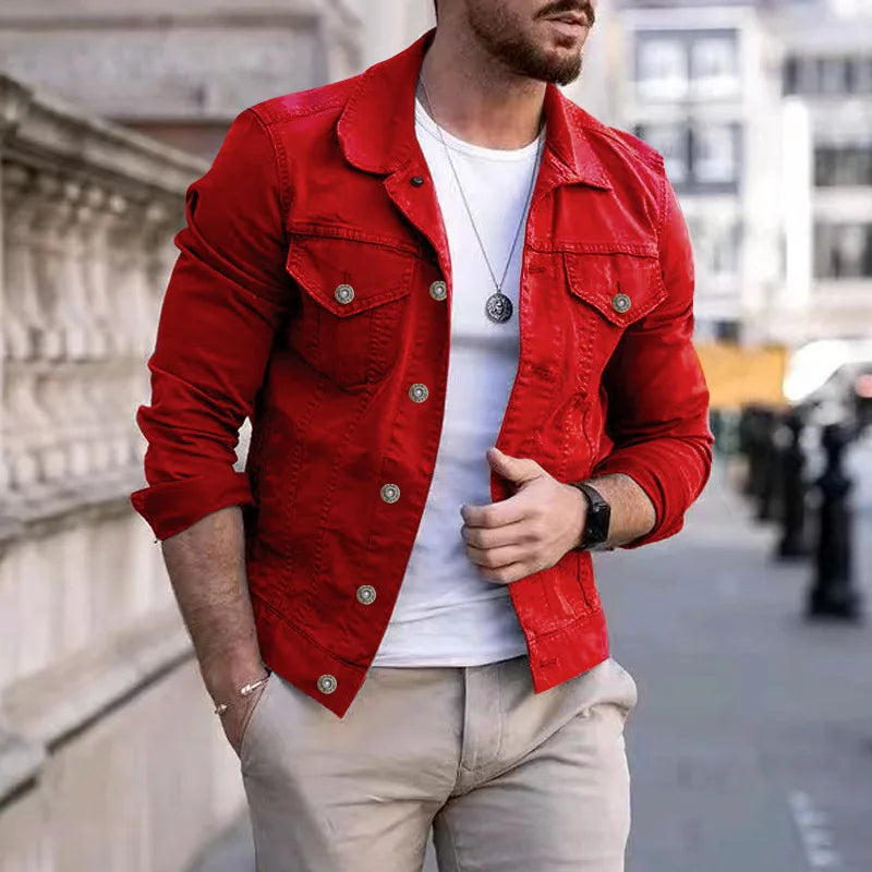 Giacche Jeans Uomo Slim Fit Hip Hop Streetwear Cotone Classico Abbigliamento Maschile Casual