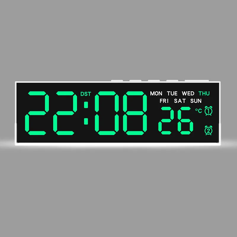 Sveglia Digitale USB Con Luce D'Ambiente Bianca Orologio Da Tavolo LED 12/24 Ore, 3 Livelli Di Luminosità, DST