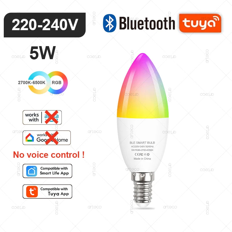 Lampadina LED Intelligente E27 E14 GU10 con WiFi Zigbee Bluetooth Dimerabile RGB 2700K a 6500K Compatibile Alexa e Google