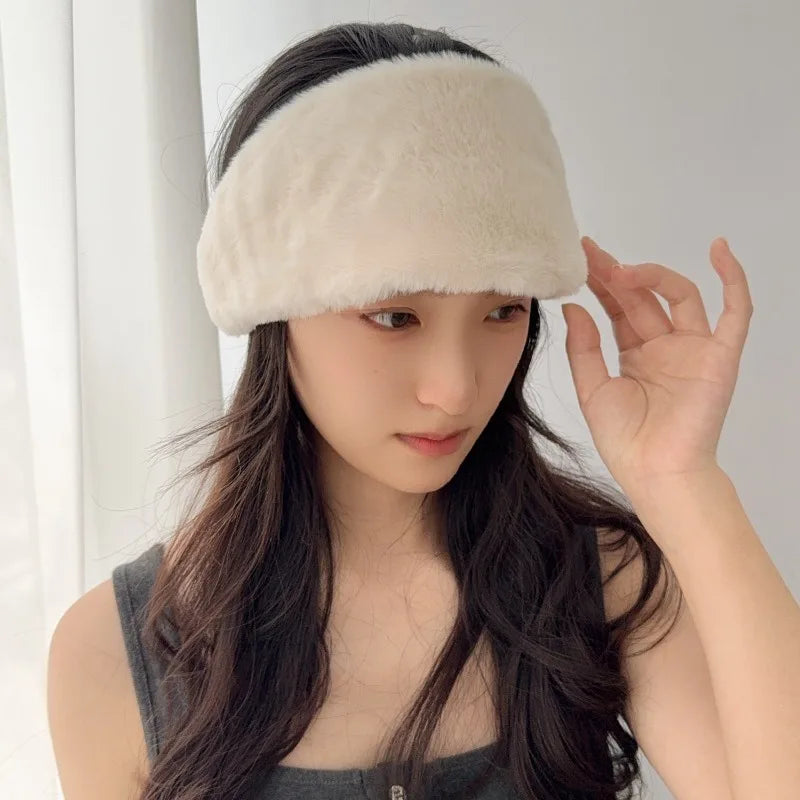 Fascia Larga Invernale Antivento In Pelliccia di Coniglio Elastico Protezione Orecchie Calda Accessorio Capelli Donna