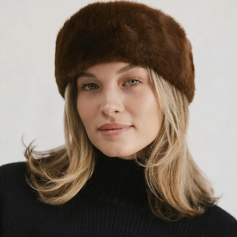 Fascia Larga Invernale Antivento In Pelliccia di Coniglio Elastico Protezione Orecchie Calda Accessorio Capelli Donna