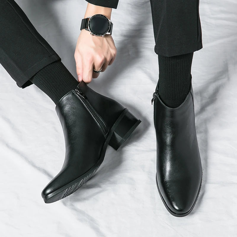 Stivaletti Chelsea Classici Da Uomo Neri In Pelle In Stile Britannico Con Zip Slip On Eleganti Alte