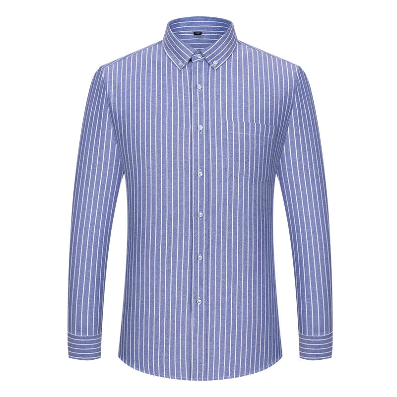 Camicie Scozzesi a Righe Da Uomo In Cotone Oxford Maniche Lunghe Con Bottoni Taglie 6XL 7XL Business Casual
