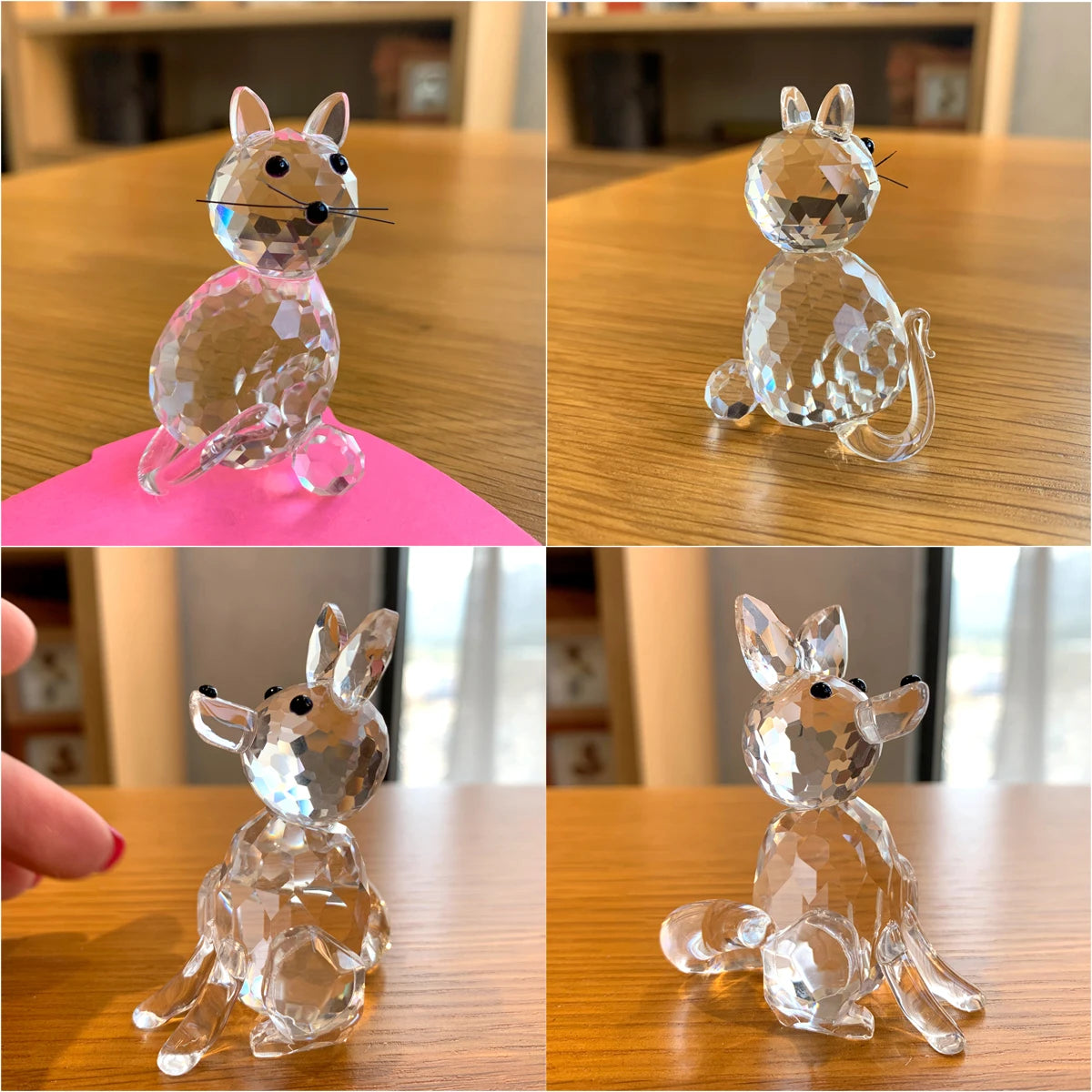 30 Cristallo Trasparente Figurine Animali Carini Scultura in Vetro Decorazioni Ornamento Tavolo Regalo Natale Bambini