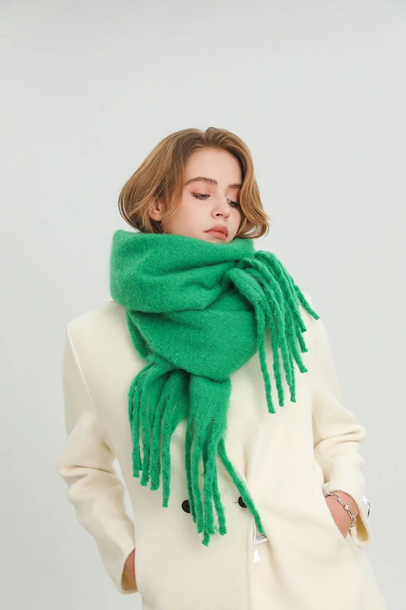 Sciarpa Invernale Per Donna Cashmere Caldo Pashmina Morbida Grande Scialle Con Nappa Poncho Lungo Echarpe