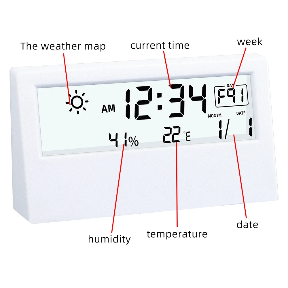 Misuratore Elettronico Multifunzionale Umidità E Temperatura Con Sveglia E Igrometro Stazione Meteo Per Home Office