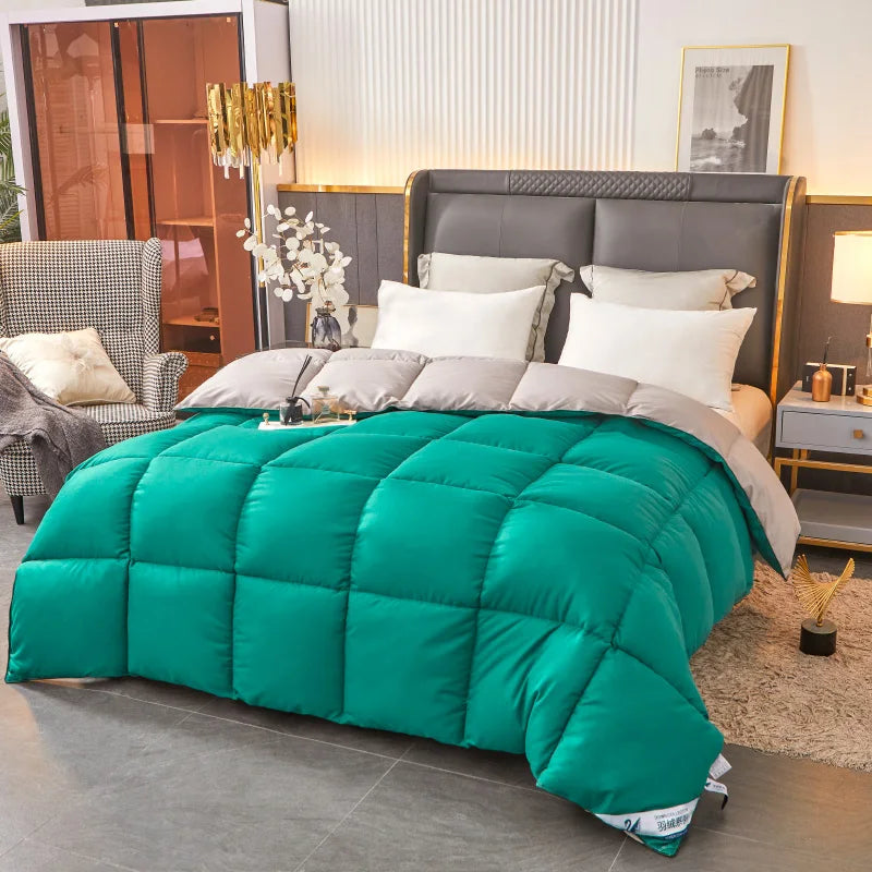 Piumini Trapunte Per Quattro Stagioni Verde Scuro Grigio 150x200 Cm Leggera Imbottitura Coperta