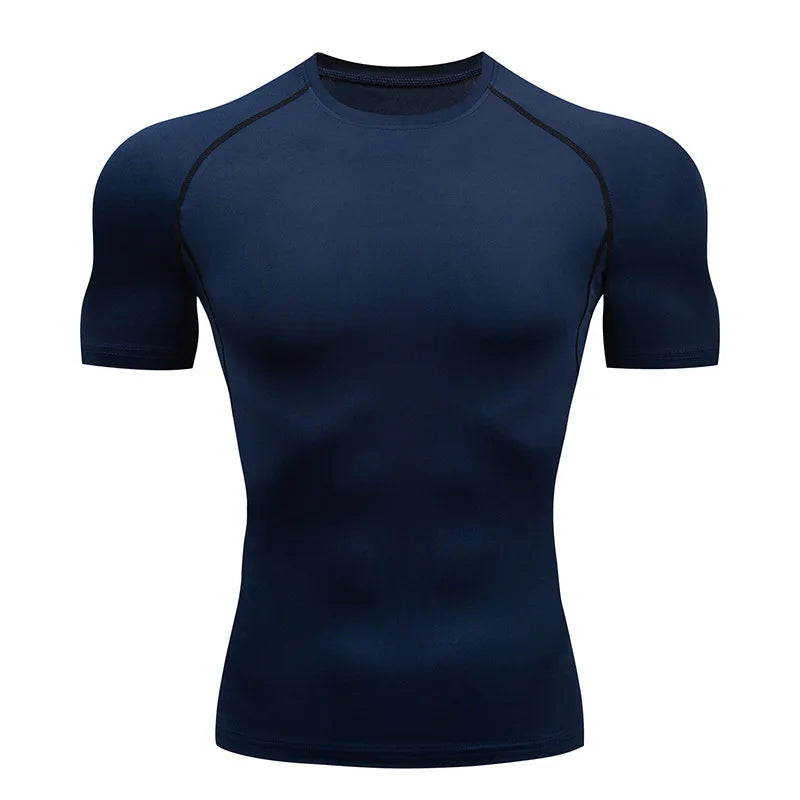 Maglietta Uomo Compressionata Da Corsa A Maniche Corte Per Allenamento Fitness E Jogging Rashguard Ad Asciugatura Rapida