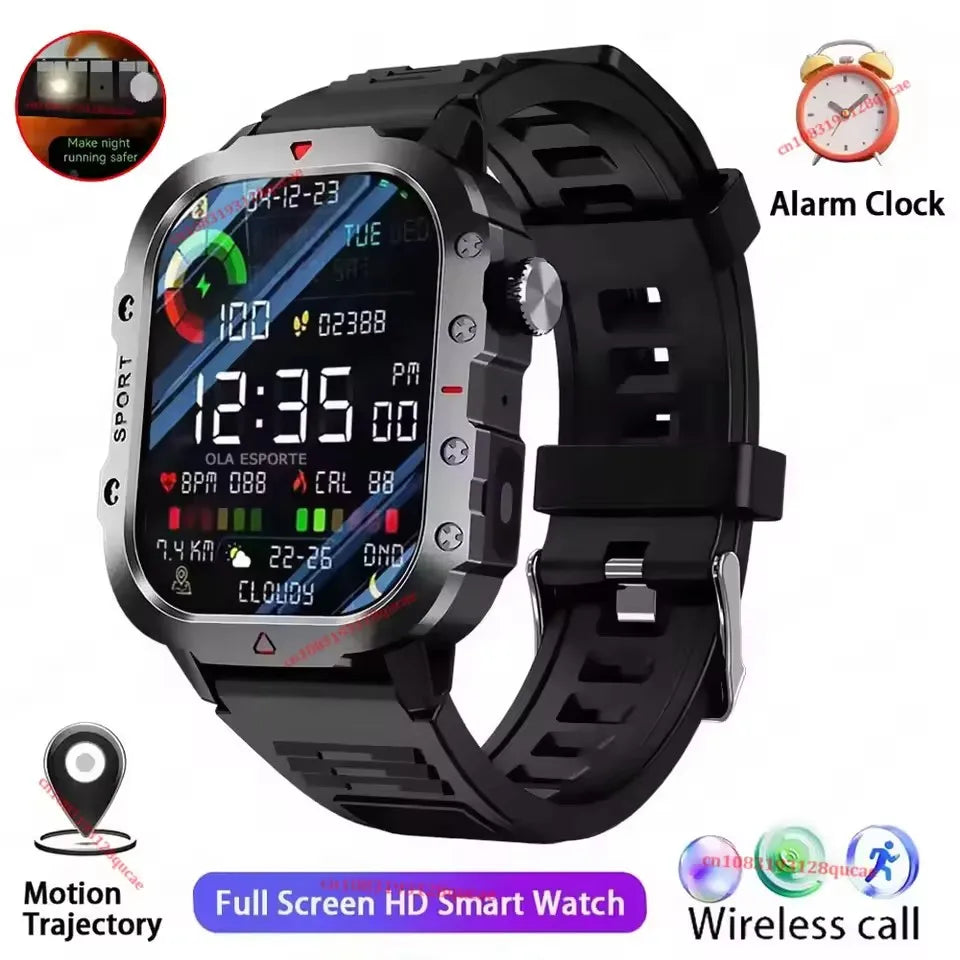 Smartwatch Militare Per Uomo 2026 IP67 3ATM GPS Bluetooth Salute Pressione Sanguigna Chiamate