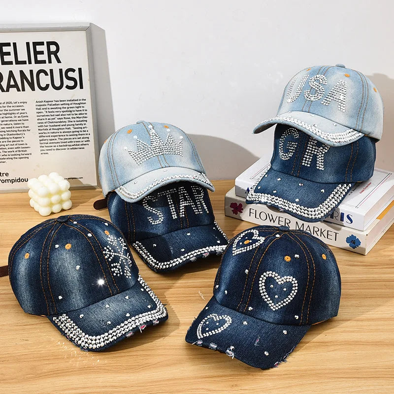 Cappellino Da Baseball Con Diamanti Y2K Motivo Stelle Regolabile Chiusura Posteriore Unisex Design Casual Moda Quotidiana