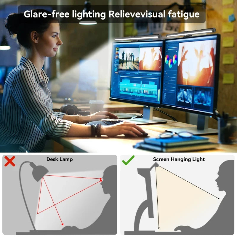 Barra Luminosa LED 44 Cm Per Monitor E Scrivania Con Atmosfera RGB Dimmerabile Ideale Per Studio E Lavoro