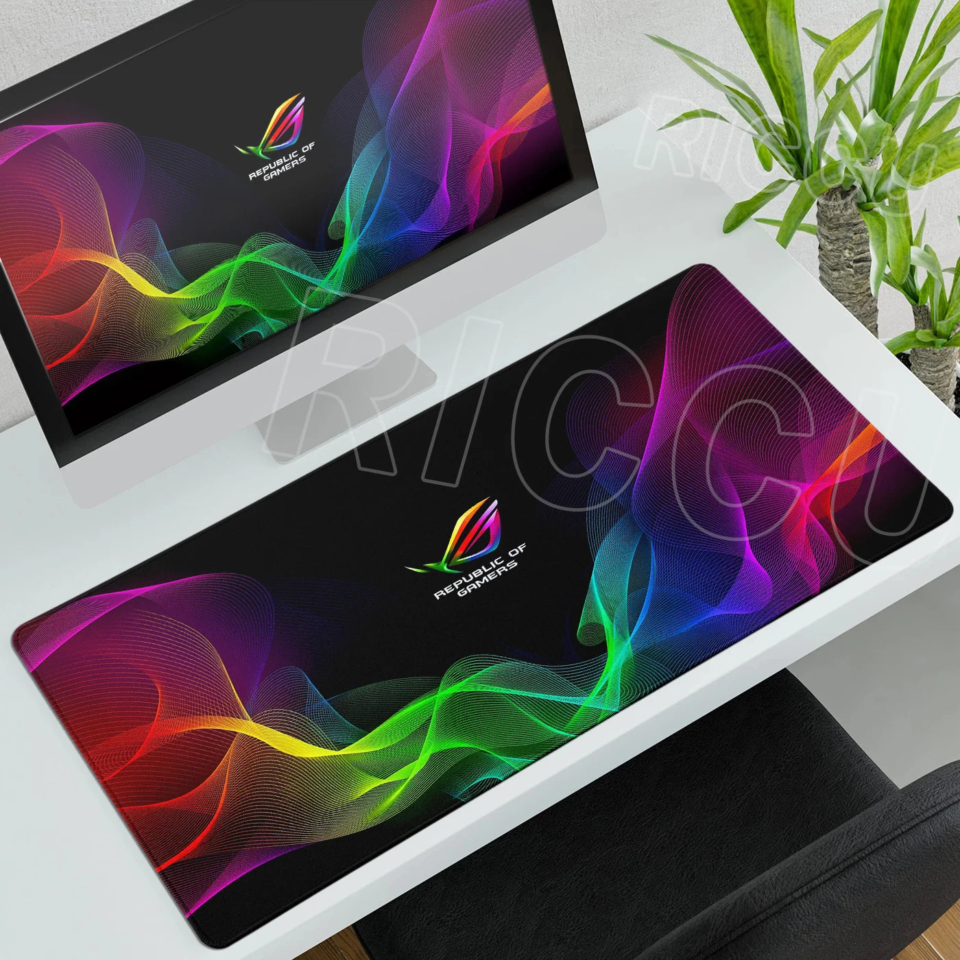 Tappetino per Mouse XXL ASUS ROG Republic Of Gamers Antiscivolo in Gomma per Scrivania da Gioco e Tastiera