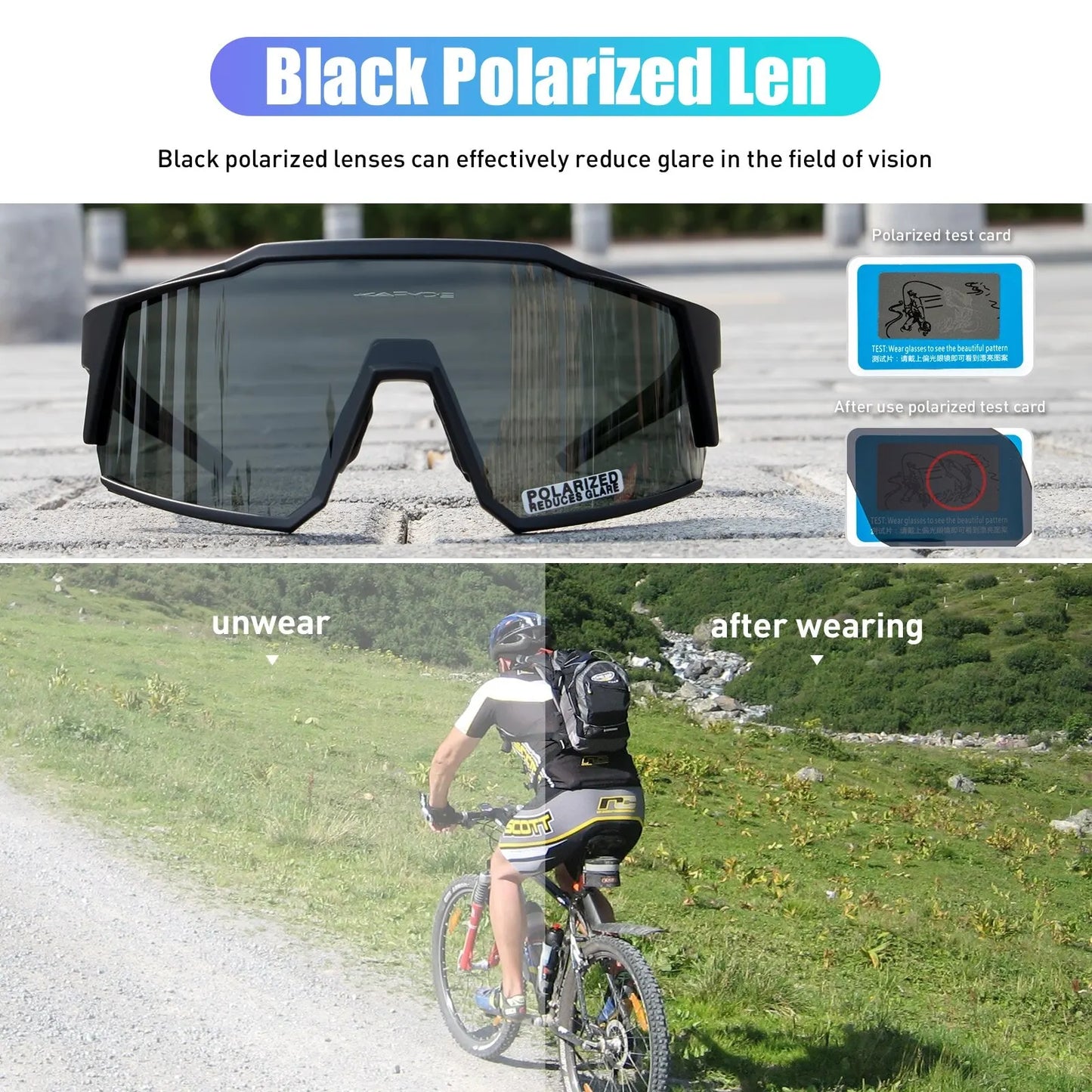 Kapvoe Occhiali Da Ciclismo Polarizzati UV400 Leggeri Per Bici Strada MTB Attrezzatura Sportiva