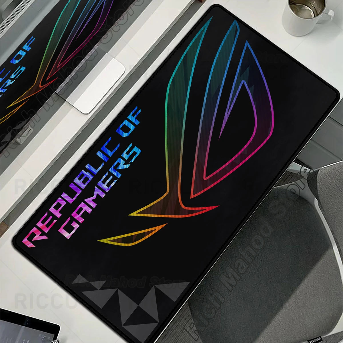 Tappetino per Mouse XXL ASUS ROG Republic Of Gamers Antiscivolo in Gomma per Scrivania da Gioco e Tastiera