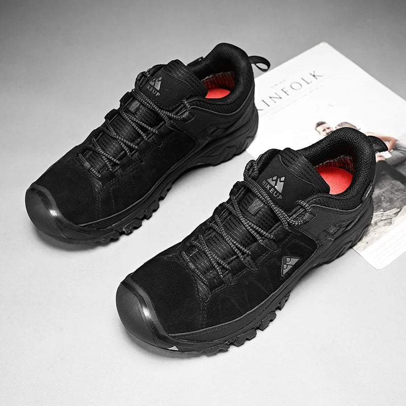 HikeUp Scarpe Da Trekking Da Uomo In Pelle Resistente Di Alta Qualità Con Suola In Gomma E Presa Di Fabbrica Per Esterni