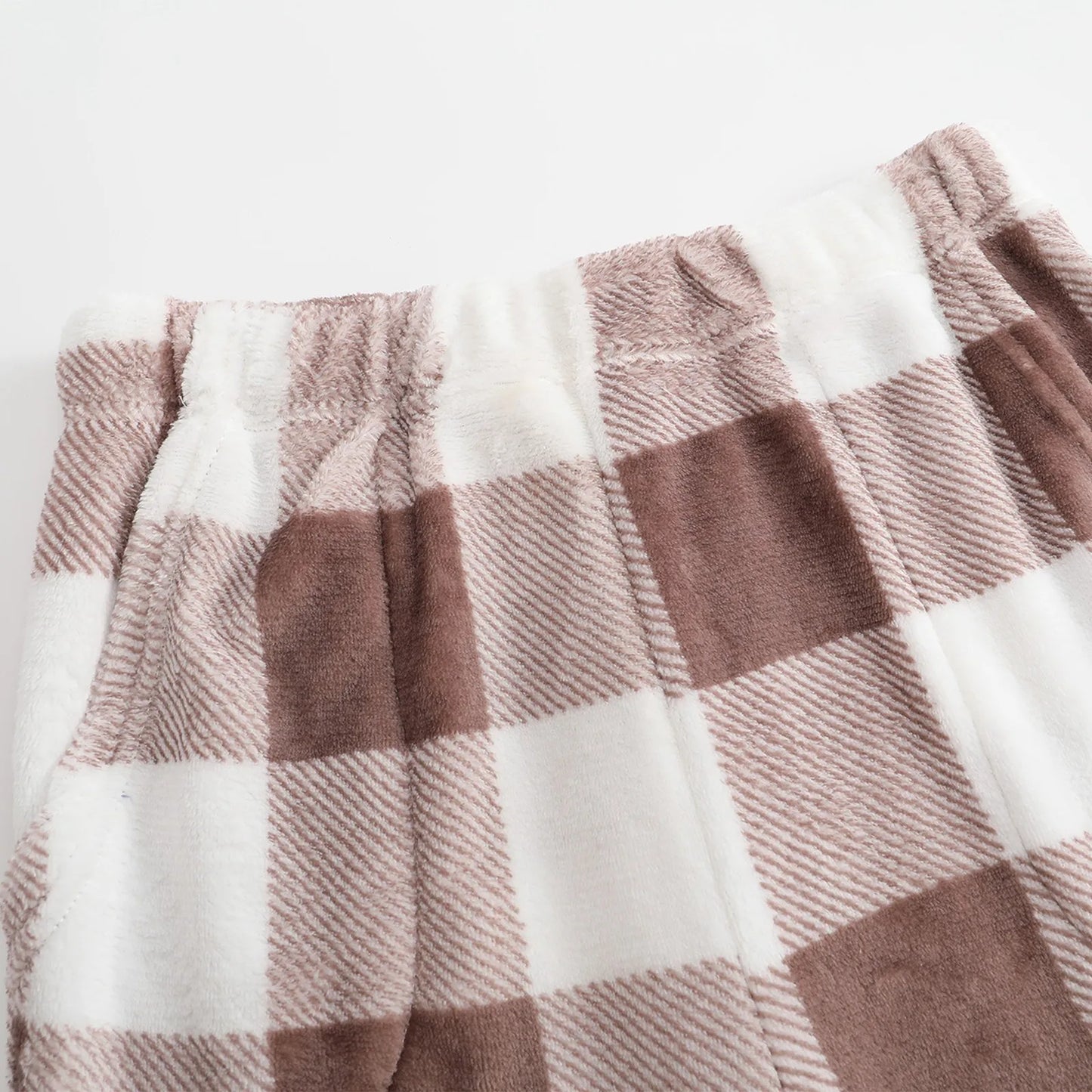 Pantaloni Del Pigiama Da Donna Con Vita Elastica E Scozzesi In Pile Morbidi Con Tasche Peluche