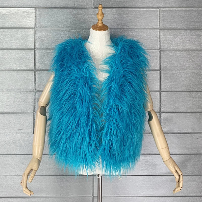Gilet Di Pelliccia Sintetica Da Donna Lana Imitazione Caldo Senza Maniche Autunno Inverno 2025 Stile Elegante