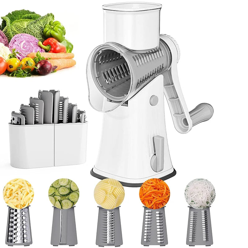 LMETJMA 5 In 1 Grattugia Rotante Per Formaggio Verdura Mandolino Julienne Affettatrice Waffle Cutter Noci Chopper JT247