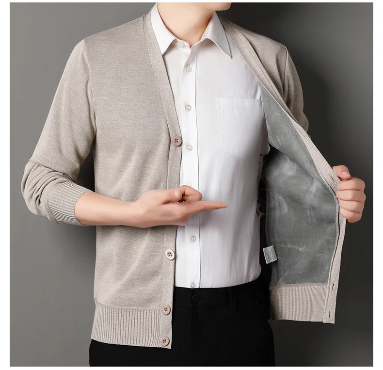 Cardigan In Pile Da Uomo Morbido E Caldo Lavorazione A Maglia Robusta Per Autunno Inverno Comfort Totale