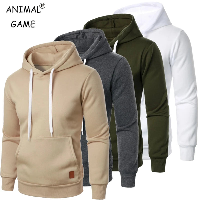 Felpa Con Cappuccio Da Uomo Leggera A Maniche Lunghe Streetwear Tinta Unita Con Coulisse